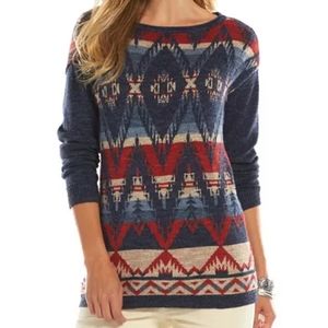 Ralph Lauren Chaps Aztec Tribal Lightweight Sweater EUC sz L